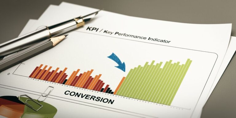 Bar graph showing improved conversion metrics with an upward trend, representing successful conversion rate optimization (CRO) performance